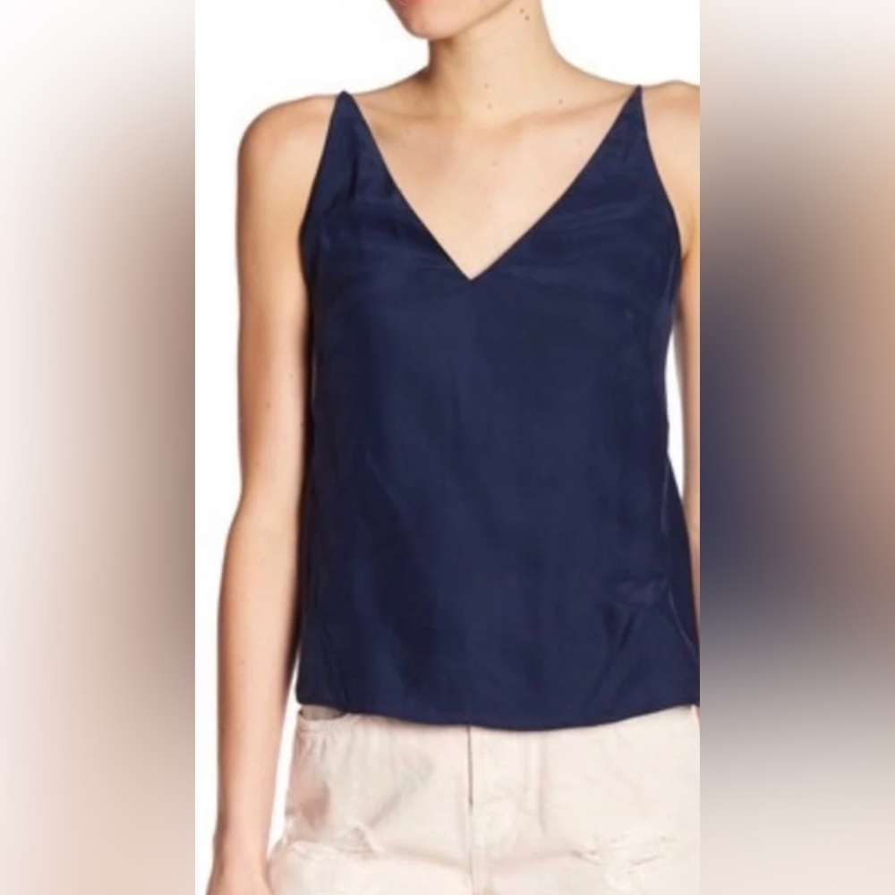 J Brand Navy Silk Tank Top